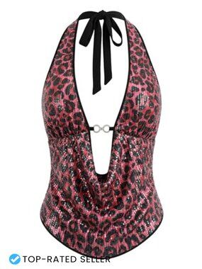 Sequin Halter Crop Top Y2K Rave Festival Party Top